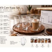 Shopping Fashion Cam Kupa Seti Şeffaf Kulplu Kahve Kupası Latte Cappuccino Çay Bardağı Mug Seti