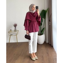 by Nursel Çiçek Kadın Trend Premium Pelerin Yaka Tunik