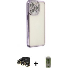Marsilyan™- iPhone 14 Pro Kılıf Yörünge Koleksiyonu - Siyah Joko Magic 5d Hayalet Cam + Gold Raze Metal Kamera Lens