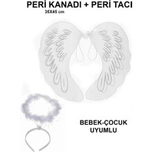 Renas Store Üreticiniz Beyaz Dantel Tüllü Peri Kanadı ve Peri Tacı Seti 45X40 cm