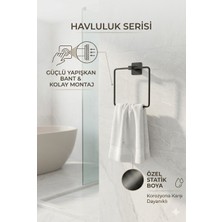 Riya Home Ev & Dekorasyon Yapışkanlı Kare Siyah Kare Havluluk, Havlu Askısı