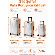 Trink Çanta Şeffaf Valiz Koruyucu Kılıf ve Bavul Koruyucu Kılıf - 3'l Ü Set ( Büyük +Orta + Kabin ) * Turuncu Biye *