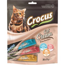 Crocus Karışık Tavuklu Ton Balıklı ve Somonlu 30X15 gr Krema Kedi Ödül Kreması