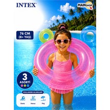 MAİN SHOP Intex Şeffaf Renkli Neon Çocuk ve Yetişkin Deniz Simidi 76 cm 8+ Yaş -Havuz Simidi M- 59260