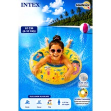 MAİN SHOP Intex Şeffaf Baskılı Çocuk Deniz Simidi 61 cm 6-10 Yaş - 3 Asorti Renkli Yüzme Simidi M-59242