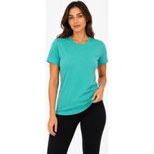 Efnaz Style Basic Tişört Bisiklet Yaka Kısa Kol Günlük Yazlık Slim Fit T-Shirt - Su Yeşili
