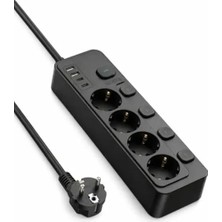 Die Grup 4'lü Priz Soketi, 2 USB ve 2 Type-C Girişi ile Aşırı Gerilim Koruması, 1.8 Metre