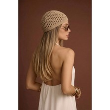 Bahels Kahve Trend Bohema File Örgü Şapka Bandana