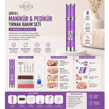 Mersi Shop Şarjlı Manikür Pedikür Tırnak Bakım Seti 12 Başlıklı USB Şarjlı