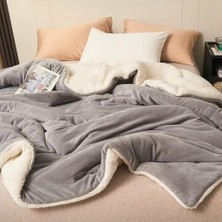 Die Grup Mulberry Sherpa Polar Battaniye Çift Taraflı Çift Kişilik 220X240 cm Açık Gri Polyester