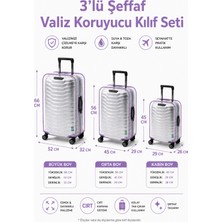 Trink Çanta Şeffaf Valiz Koruyucu Kılıf ve Bavul Koruyucu Kılıf - 3'l Ü Set ( Büyük +Orta + Kabin ) * Lila  Biye *