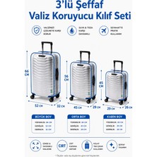 Trink Çanta Şeffaf Valiz Koruyucu Kılıf ve Bavul Koruyucu Kılıf - 3'l Ü Set ( Büyük +Orta + Kabin ) * Mavi Biye *