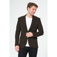 Bonesti Erkek Slim Fit Blazer Ceket Kahve Beyaz
