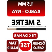Die Grup 5 Metre Uzunluğunda 1,5 mm Enerji Kablosu, Siyah Renk