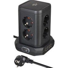 Die Grup Brennenstuhl Priz Kulesi, 8 Bölmeli, Usb'li, Tüv Süd Sertifikalı (8 Bölmeli Priz Bloğu, 4 x Usb, Siyah, 2 M Kablo)          [enerji Sınıfı A]