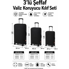 Trink Çanta Likralı Esnek Kumaş Valiz Koruyucu Kılıf ve Bavul Koruyucu Kılıf - 3'l Ü Set ( Büyük +Orta + Kabin ) * Siyah  *
