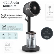 Shark Taşınabilir Şarjlı Veya Kablolu Soğuk Su Hazneli Buharlı Vantilatör Iç-Dış Mekan Uyumlu, 20 Metreye Kadar Güçlü Hava Akışı, 5 Hız ve 24 Saate Kadar Kablosuz Pratik Serinlik