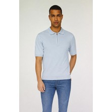 Only & Sons Erkek Yarım Fermuarlı Mavi T-Shirt - 22028606