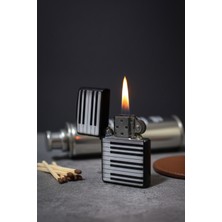 UltraMint Nostaljik Siyah Metal Çakmak, Benzinli Piyano Tuşu Tasarımı