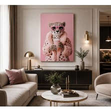 Othello Art Pembe Gözlüklü Gepard Kanvas Tablo – Modern Pop Art Hayvan Temalı Duvar Dekoru – Şık ve Eğlenceli Salon Tablosu