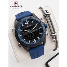 Naviforce Silokon Kordon Dijital & Analoğ Mekanizma Bileklik Hediyeli 3 Atm Erkek Kol Saati NF9264.2