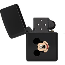 UltraMint Renkli Mickey Mouse Siyah Benzinli Çakmak, Pratik ve Şık Tasarım