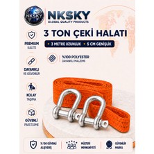 NKSKY 3 Ton Araç Çekme Halatı 3 Metre 5 cm Genişlik Dayanıklı Oto Çeki Halatı Acil Durum Kullanımı