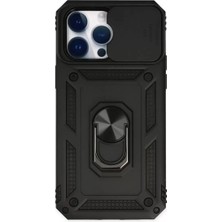 Starseven Iphone 14 Kılıf Pars Lens Yüzüklü Silikon - Siyah