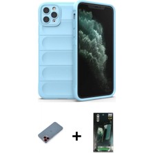 Marsilyan™- iPhone 11 Pro Kılıf Atlas Koleksiyonu - Şeffaf 360 Full Body Arka Koruyucu + Metal Kamera Lens Koruma Cam - Kı