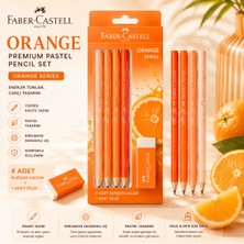 Faber-Castell Kurşunkalem Orange 4'lü Blister +Silgi Set