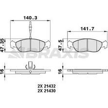Braxis FREN BALATASI ÖN CİTROEN XSARA II P306 1.6 1.8 1.9 00