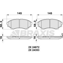 Braxis On Fren Balatası Mazda 4×4 B 2500 Ranger 0206 2,5td / 3,0td 0612