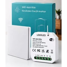 Lekoled Kablosuz Tekli Duvar Anahtarı-Kendinden Enerjili ve 1 Adet Akıllı Kablosuz Anahtar Alıcısı Seti