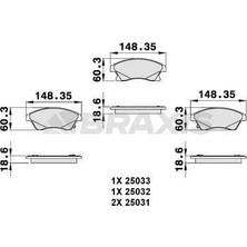 Braxis On Fren Balatası 15 Inch Astra J Cruze Aveo T300