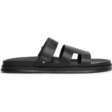 Tommy Hilfiger Siyah Erkek Terlik Adjustable Premıum Lth Sandal