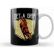 Dekado Funny Get A Competitive Bull Riding Pun Kupa Bardak Porselen