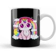 Dekado Cute Unicorn Cat Adorable Smiling Rainbow Kitty Kupa Bardak Porselen