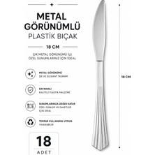 Alenked Plastik Bıçak 18CM Metal Görünümlü - 18'li