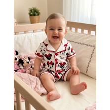 Tuem Baby Mickey Mouse Baskılı  Kız Bebek Şortlu Pijama Takımı (Ölçüleri Açıklamada)