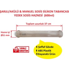 Poyraz Bioplast Sosis Silikon Tabancası Yedek Şeffaf Sosis Haznesi - Uzun 600ML
