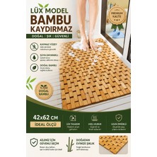 Primeaks Lüx Model Bambu Kaydırmaz Banyo Paspası 42X62 cm | Suya Dayanıklı Doğal Bambu Zemin Matı