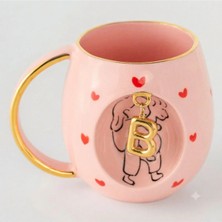 BSK Ceramics Handmade Rose Amour Harfli Kupa B Harfi