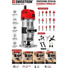 Kompakt Ahşap Frezesi 710W Kanal Açma Kenar Şekillendirme Oyma Makinesi + 12 Parça Freze Ucu