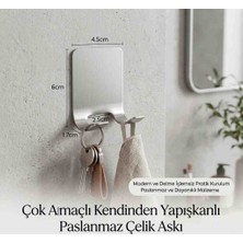 Drsn Ticaret Kendinden Yapışkanlı Çok Amaçlı Paslanmaz Çelik Askı Ev-Ofis-Dış Mekan (2 Adet)