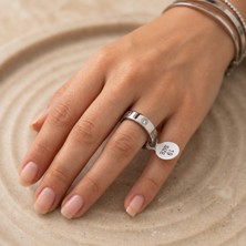 Fm 💎 Premium Gümüş Renk Parlak Taşlı Modern 316L Çelik Yüzük (19 Ölçü)