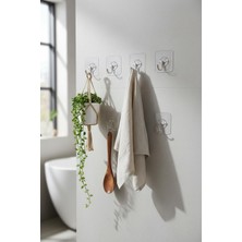Popüler Sepet 6'lı Şeffaf Yapışkanlı Askı Seti & Çok Amaçlı Banyo ve Mutfak Duvar Düzenleyici