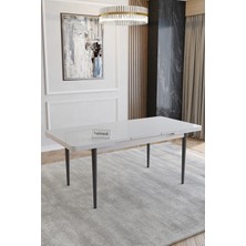 Helmod Arsel Serisi Beyaz 80X130 Açılabilir Yemek Masası Mutfak Masası Metal Ayak