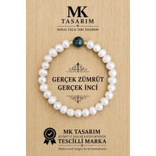 MK Tasarım Gerçek Inci Gerçek Zümrüt Bileklik MK.7000.828- Rahatlık-Dinginlik-Enerji- Stres Bilekliği