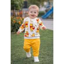 Mou&kou %100 Pamuk Baskılı Bebek Takımı 6-12-18 Ay – Uzun Kollu Sweatshirt Pantolon 2’li Set
