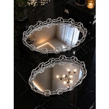 Şahane Home 2 Li Oval Zincir Tepsi-Gümüş